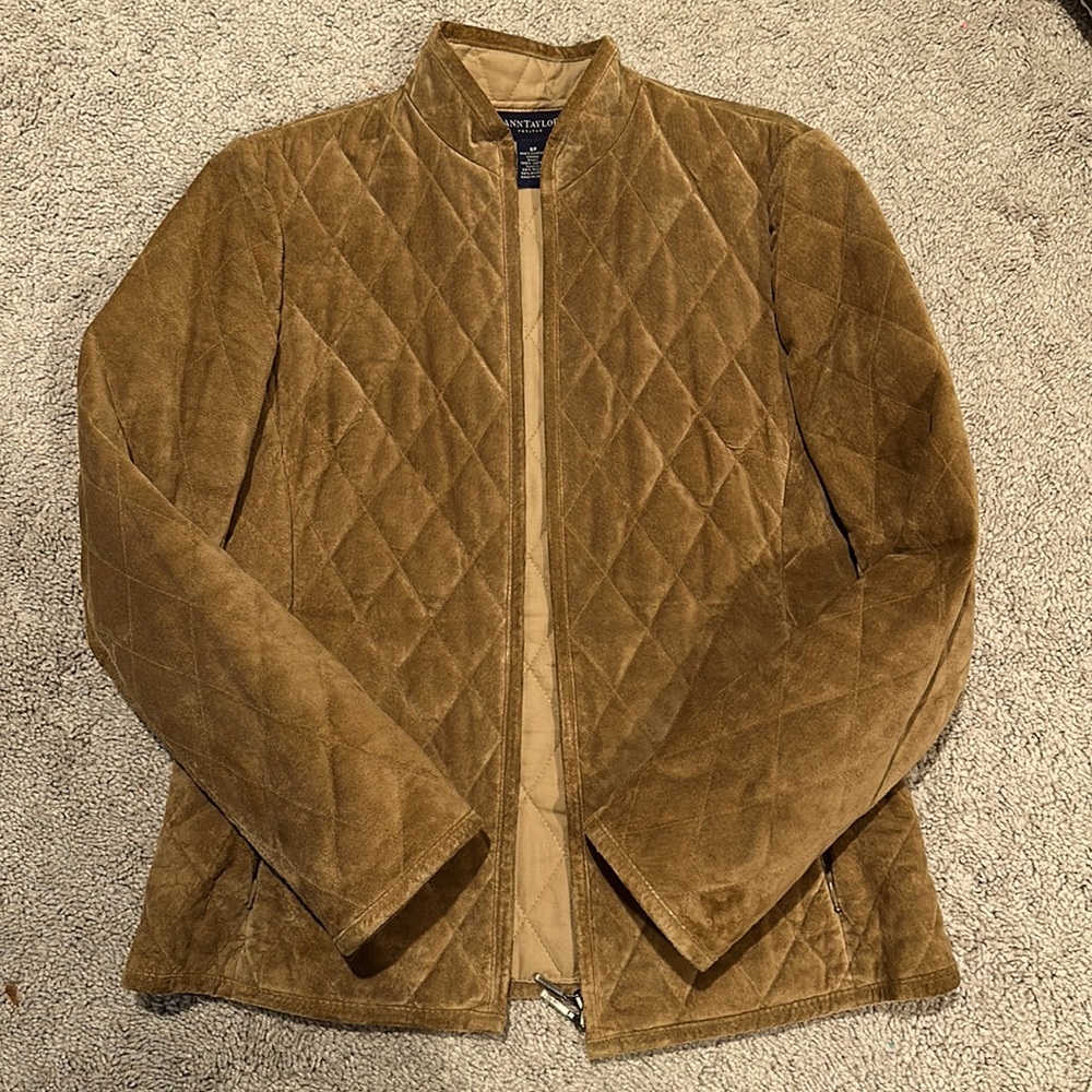 Ann Taylor leather quilted suede jacket sz small